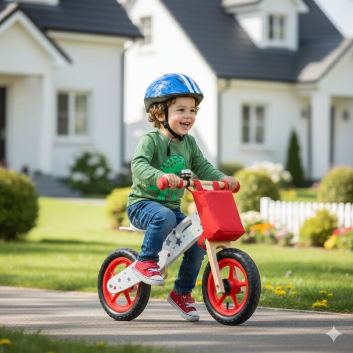 Bicicleta de Balance de Madera sin Pedal Color Rojo - Imagen 2