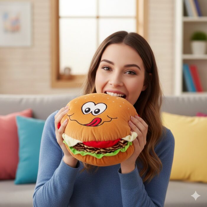 Peluche Cojín en forma de hamburguesa - Imagen 2