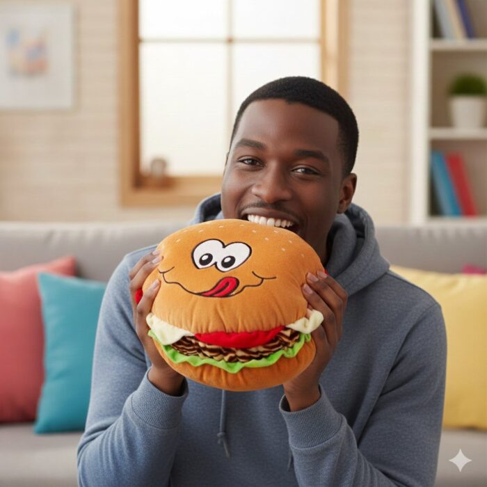 Peluche Cojín en forma de hamburguesa - Imagen 3