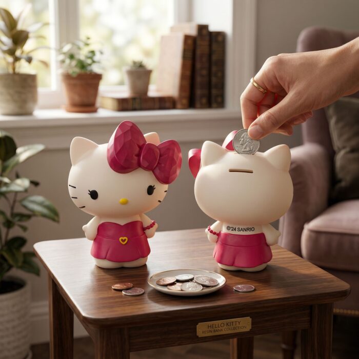 Alcancía Kawaii De Resina Hello Kitty Rosado - Imagen 2