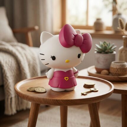 Alcancía Kawaii De Resina Hello Kitty Rosado