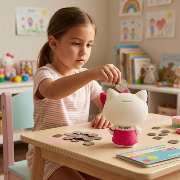 Alcancía Kawaii De Resina Hello Kitty Rosado - Imagen 4