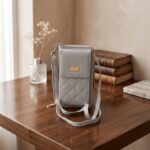 Bolso Cruzado Acolchado para Teléfono Gris Claro