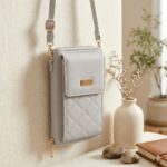 Bolso Cruzado Acolchado para Teléfono Gris Claro - Imagen 4
