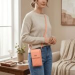 Bolso Cruzado Acolchado para Teléfono Diseño Floreado Marrón Claro - Imagen 3