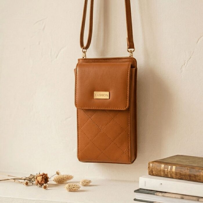 Bolso Cruzado Acolchado para Teléfono Marrón - Imagen 2
