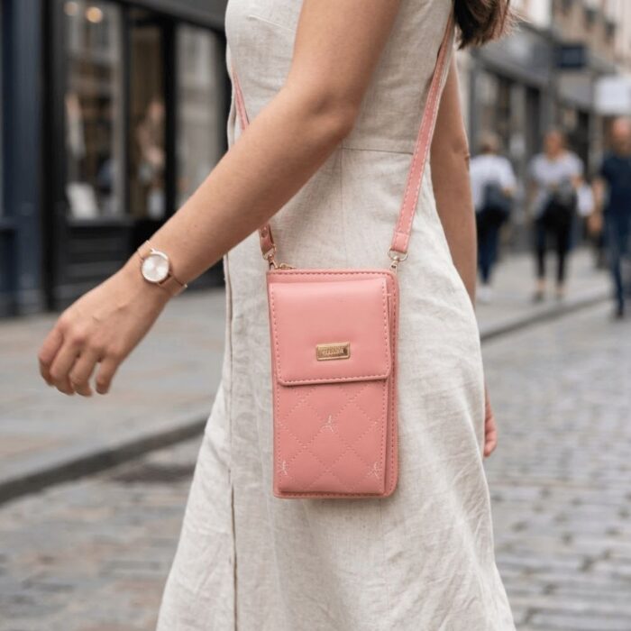 Bolso Cruzado Acolchado para Teléfono Rosado - Imagen 3