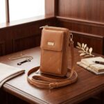 Bolso Cruzado Acolchado para Teléfono Marrón Claro