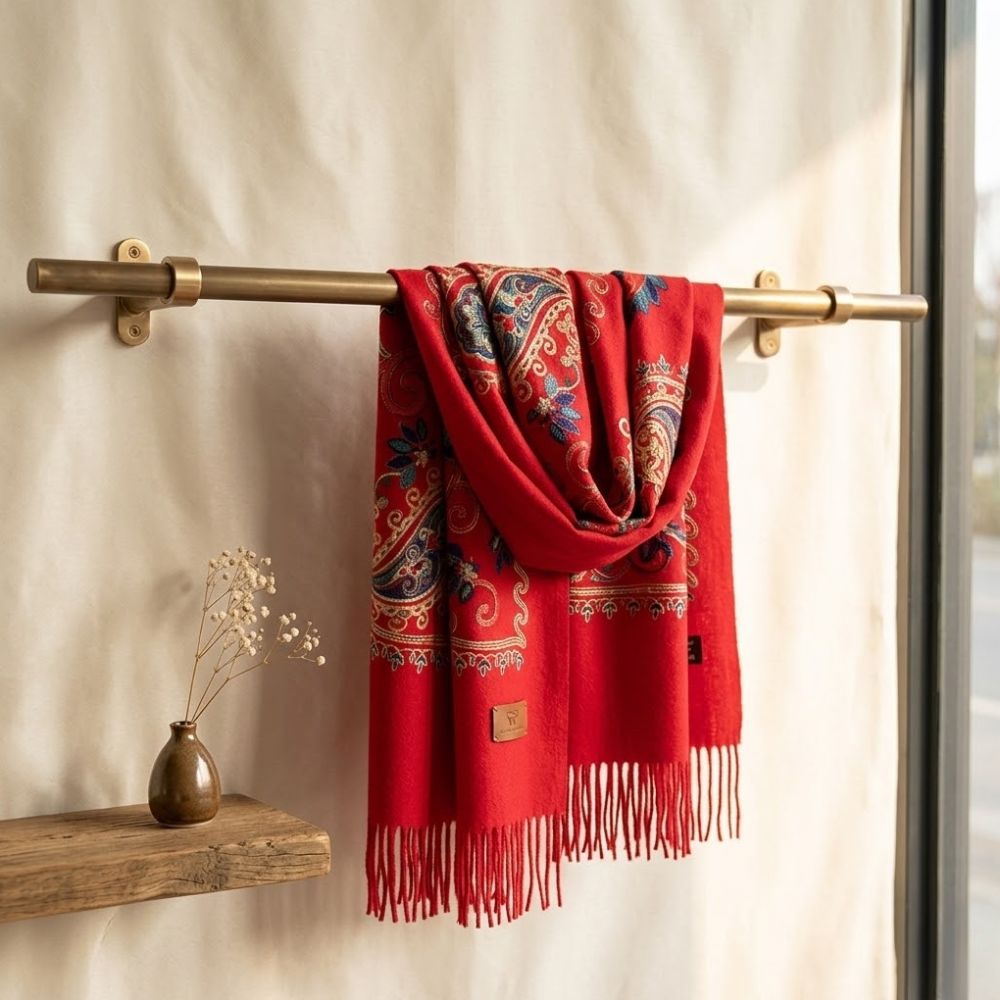 DGH-BFBR-RJ-Chal Bordado Rojo Con Detalles Para Mujer_2 Chal Bordado Rojo Con Detalles Para Mujer - Imagen 1