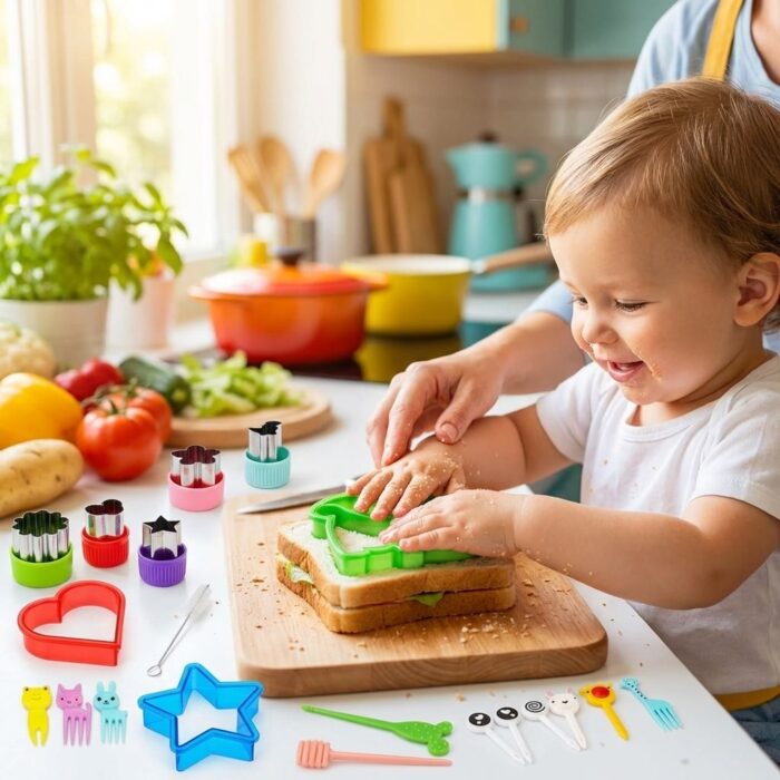 Kit de cocina infantil con moldes de formas divertidas para sándwiches - Imagen 5