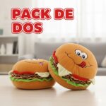 Pack de 2 Peluches Cojín en forma de hamburguesa