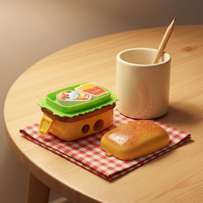 Sacapuntas de hamburguesas con dos borradores - Imagen 2