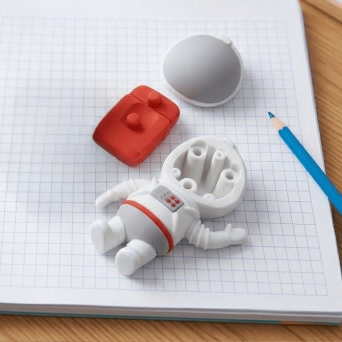 Borrador 3D de lápiz Animado de Astronauta Blanco - Imagen 3