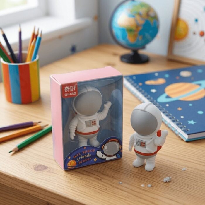 Borrador 3D de lápiz Animado de Astronauta Blanco - Imagen 4