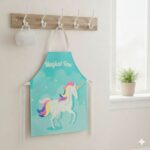 Mandil Delantal para Niños de Unicornio con Fondo Celeste