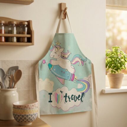 Mandil-Delantal para niños de Unicornio con Cohete