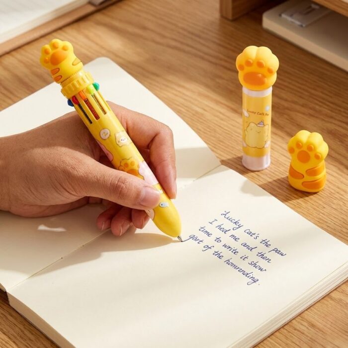 Pack Patitas de Gato Goma Tajador y Lapicero Multicolor - Imagen 3