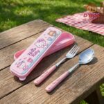 Mini set de cubiertos kawaii Tenedor  Cuchara Color Rosa - Imagen 4