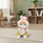 Peluche Gato con Gorro de Conejo