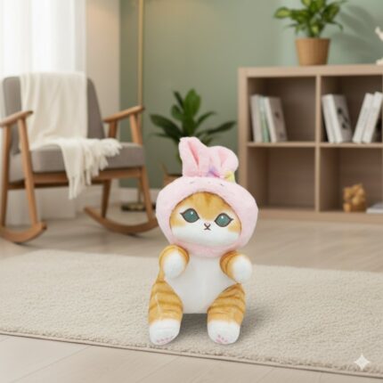 Peluche Gato con Gorro de Conejo