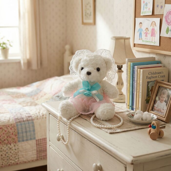 Bolso Modelo Osa de Peluche con Lazo Morado Rosado - Imagen 4