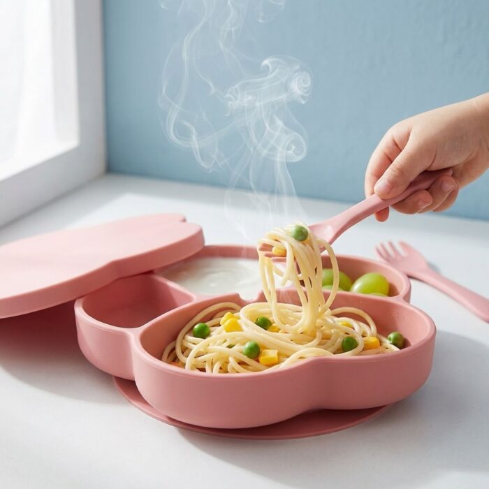 Set de Plato con cubiertos con temática de Gato - Rosa - Imagen 3