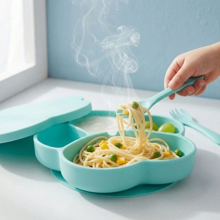 Set de Plato con cubiertos con temática de Gato - Turquesa - Imagen 4