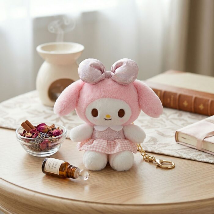 LLavero Peluche de Conejo con Lazo Rosa Perfumado - Imagen 3
