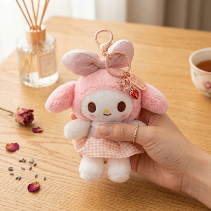 LLavero Peluche de Conejo con Lazo Rosa Perfumado - Imagen 2