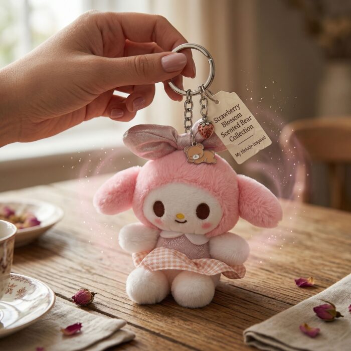 LLavero Peluche de Conejo con Lazo Rosa Perfumado - Imagen 4
