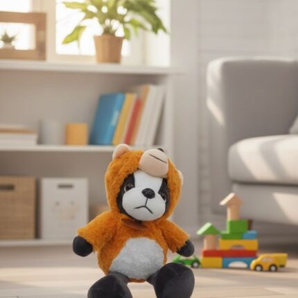 Peluche de Perro con Capucha de Oso