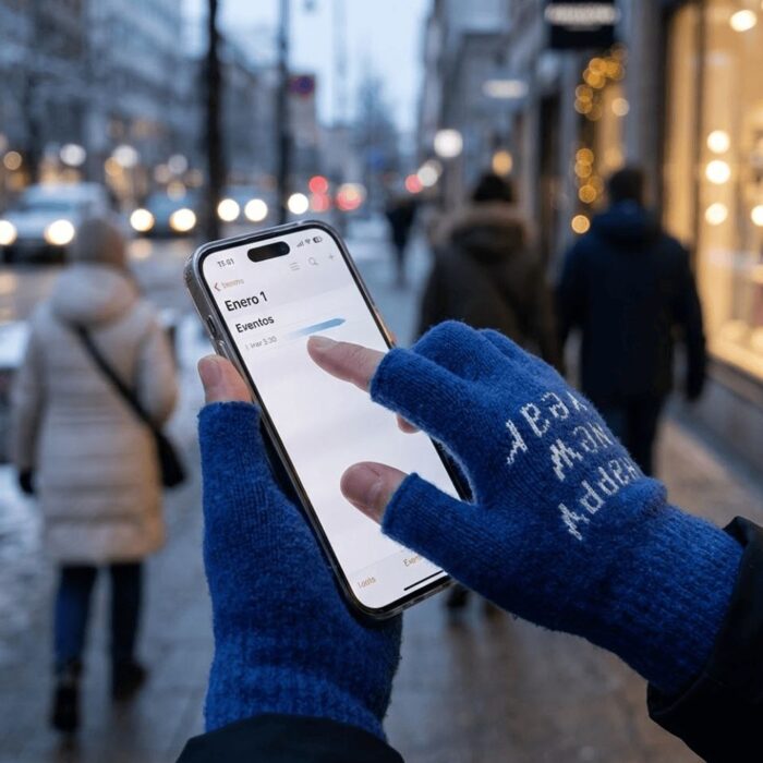Guante de Lana con Orificios para Smartphone color Azul - Imagen 3