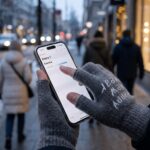 Guante de Lana con Orificios para Smartphone color Gris