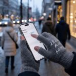 Guante de Lana con Orificios para Smartphone color Plomo
