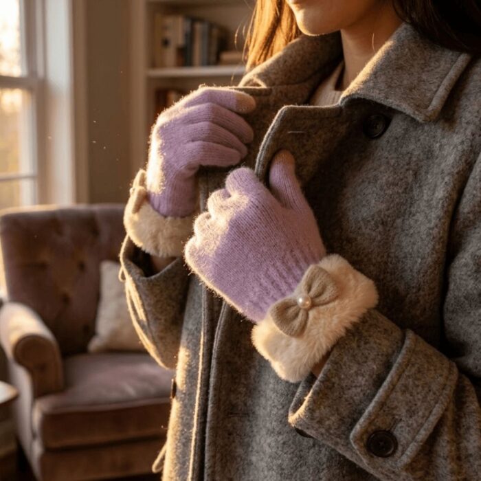 Guantes de Lana color Morado para Mujer - Imagen 3