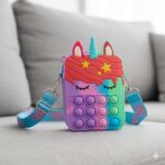 Mini Cartera Morral Pop it Antiestrés Unicornio Multicolor