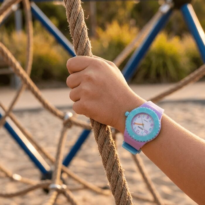 Reloj Colorido para Niños color Morado y Celeste - Imagen 3