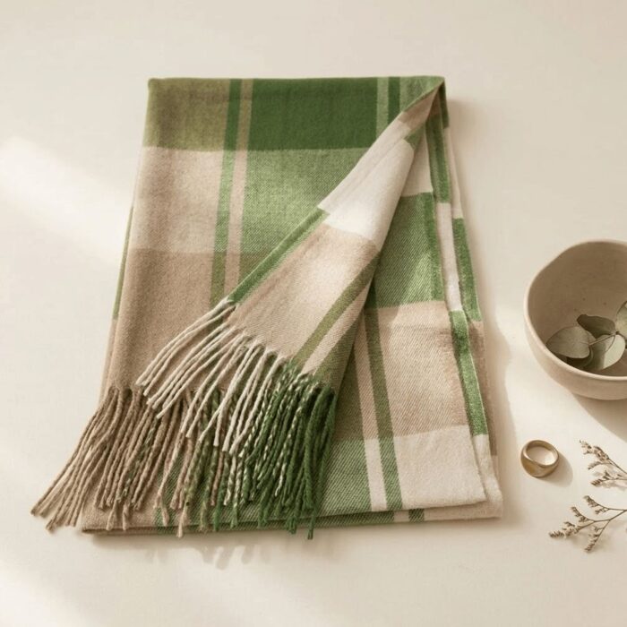 Maxi Bufanda Mujer Verde y Marron - Imagen 2
