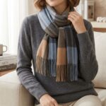 Maxi Bufanda Mujer Crema y Marron - Imagen 4