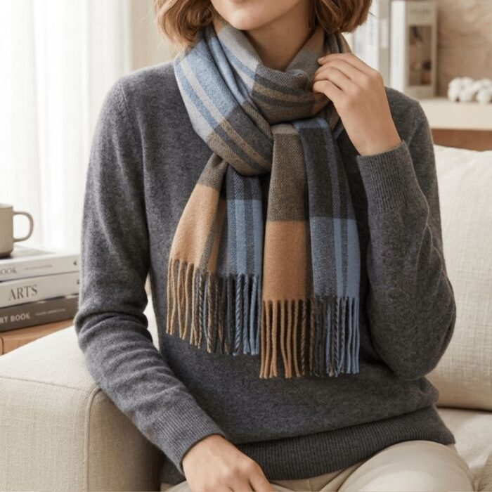 Maxi Bufanda Mujer Crema y Marron - Imagen 4