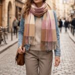 Maxi Bufanda Mujer Rosa y Marron
