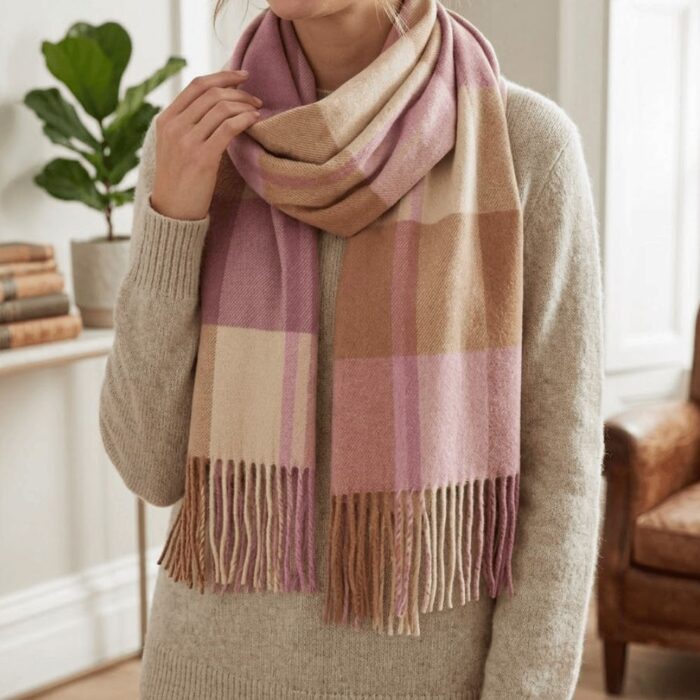 Maxi Bufanda Mujer Rosa y Marron - Imagen 3