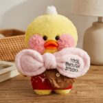 Peluche de Patitos Lalafan lazo Rosa
