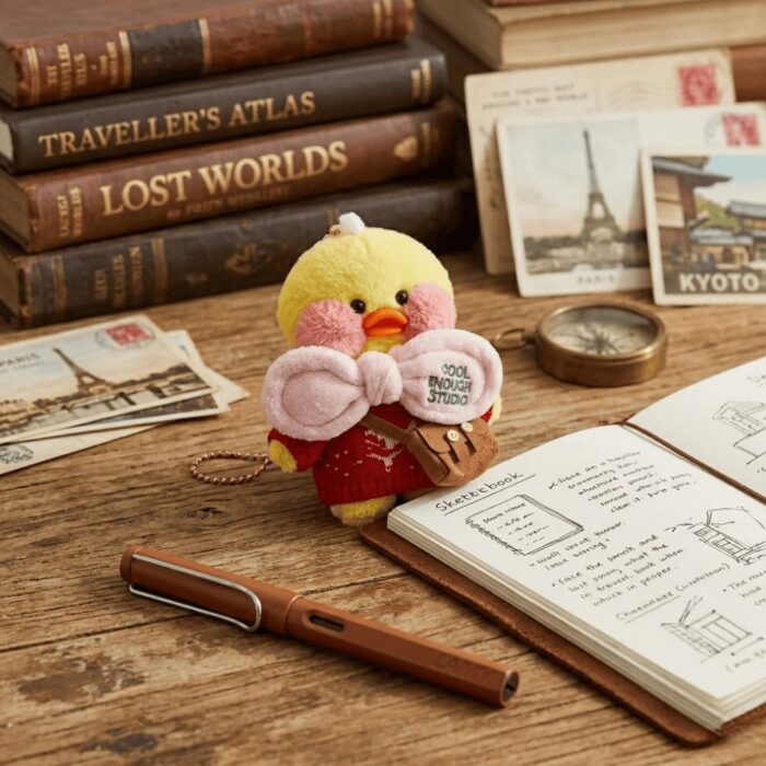 Peluche de Patitos Lalafan lazo Rosa - Imagen 4