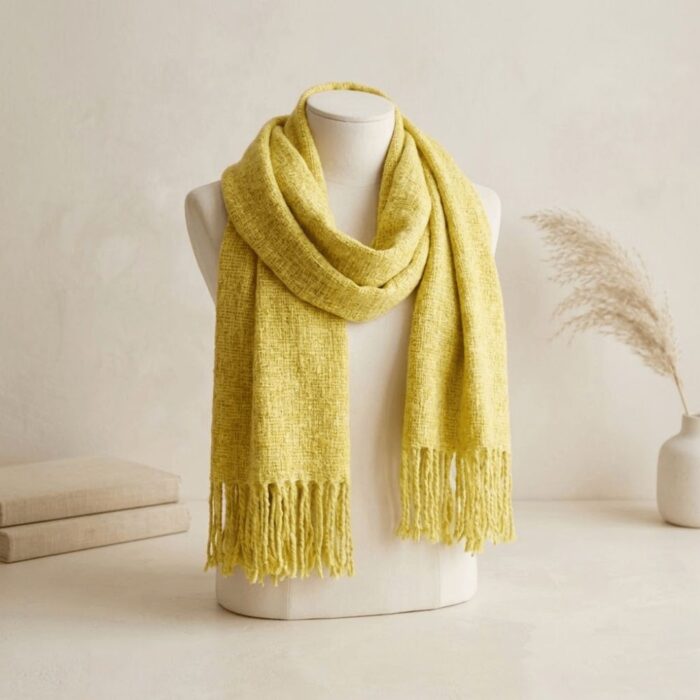 Maxi Bufanda Mujer Color Entero Amarillo - Imagen 4