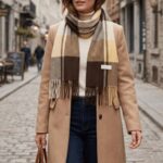 Maxi Bufanda Mujer Marron y Beige