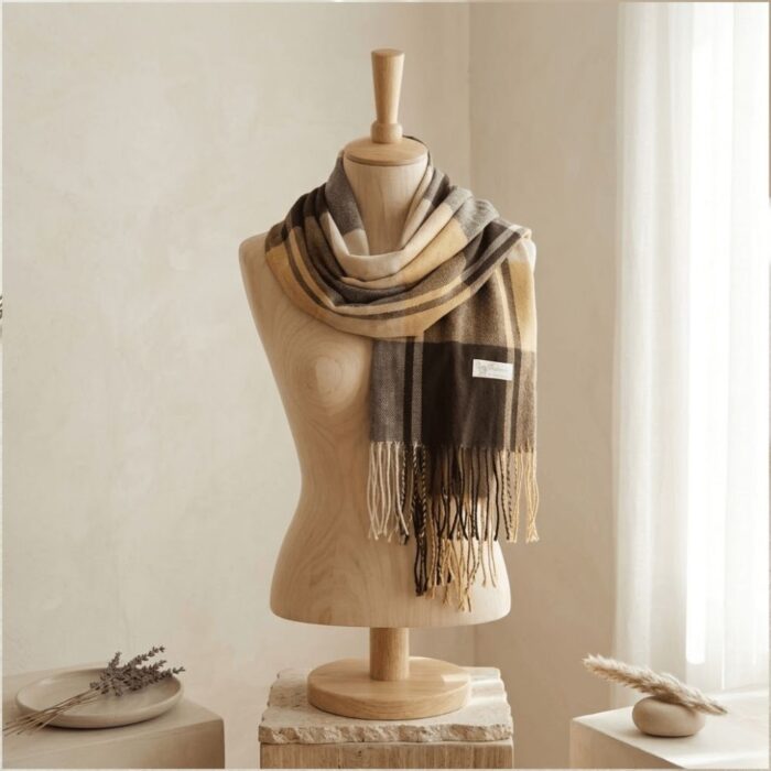 Maxi Bufanda Mujer Marron y Beige - Imagen 3