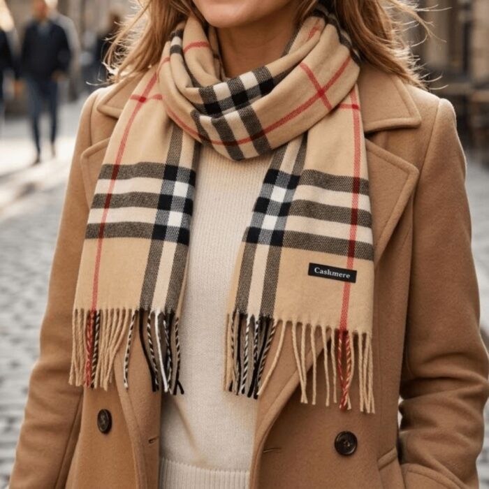Maxi Bufanda Mujer Beige Y Negro - Imagen 4