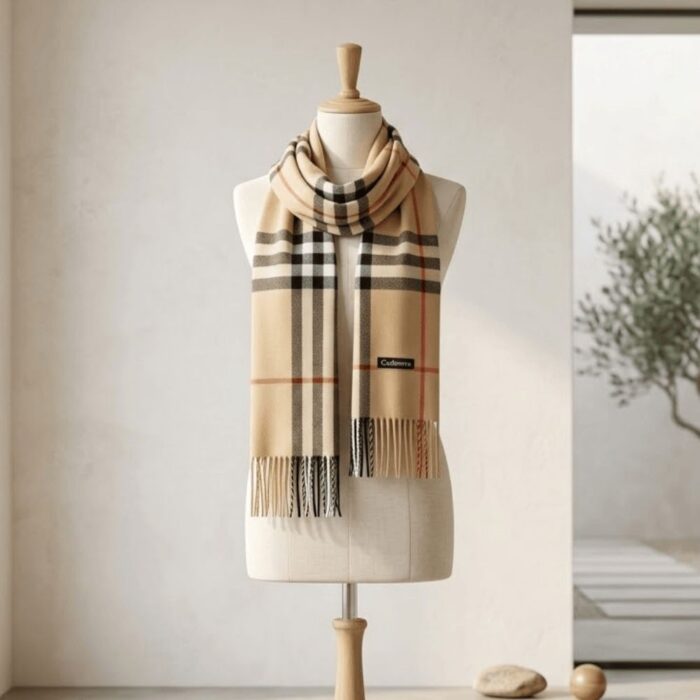 Maxi Bufanda Mujer Beige Y Negro - Imagen 2