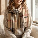 Maxi Bufanda Mujer Beige Y Negro - Imagen 3